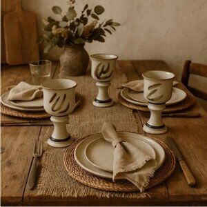 Hand-Thrown Stoneware Chalice Set (Set of 3)